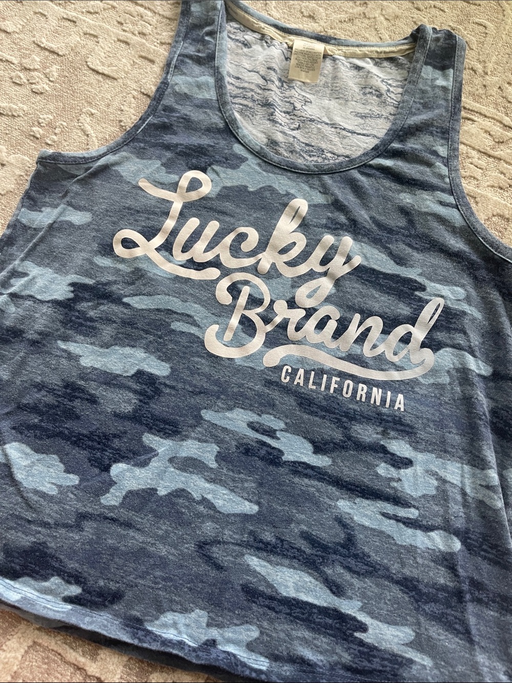 Lucky Brand Blue Camo Graphic Tank